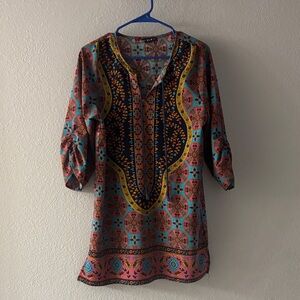 Bohemian Colorful Patterned Women's Tunic